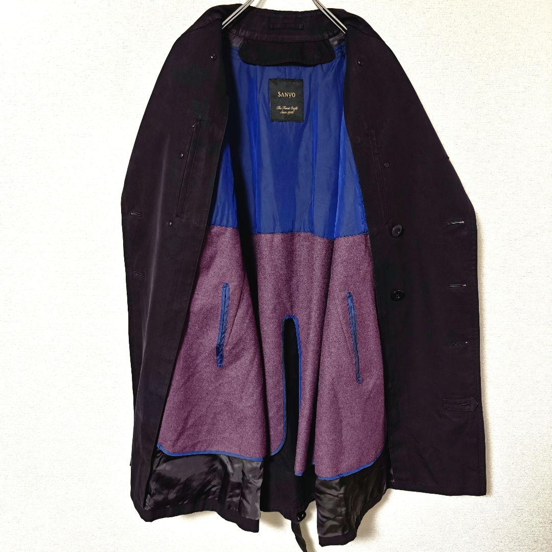 サンヨー トレンチコート 黒 L コットン 水牛ボタン 100年コート