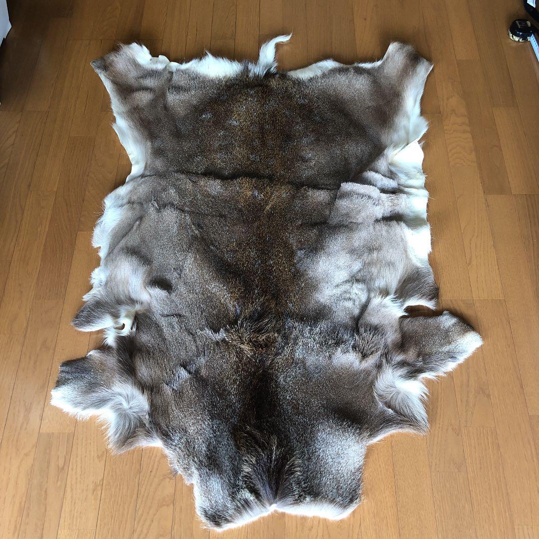 最も安い 北海道産 鹿革ラグ 毛皮 希少品！