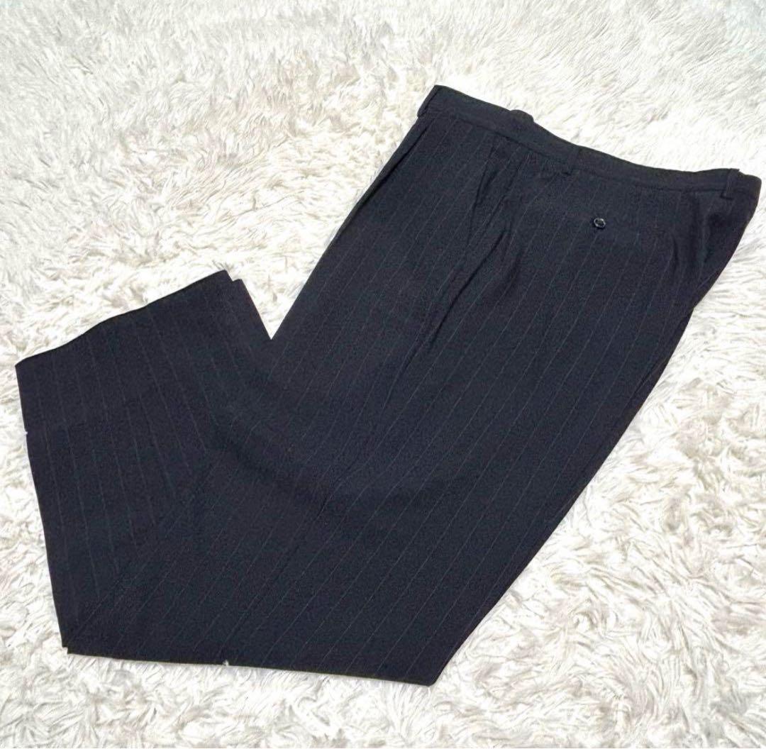 美品 ジョルジオアルマーニ スーツ 56 ネイビー系 ストライプ ダブル