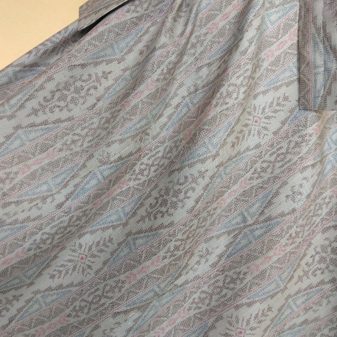 白大島紬着物ら、バイアス仕立てロングフレアーワンピース M寸 - メルカリ