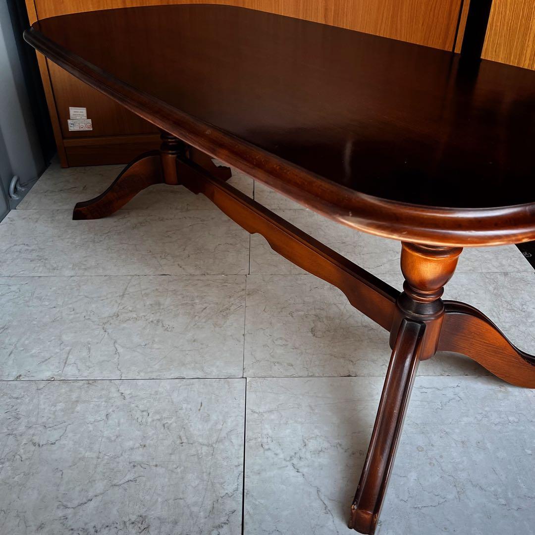 取付無料！カリモク コロニアル TC4010 天然木楕円形センターテーブル