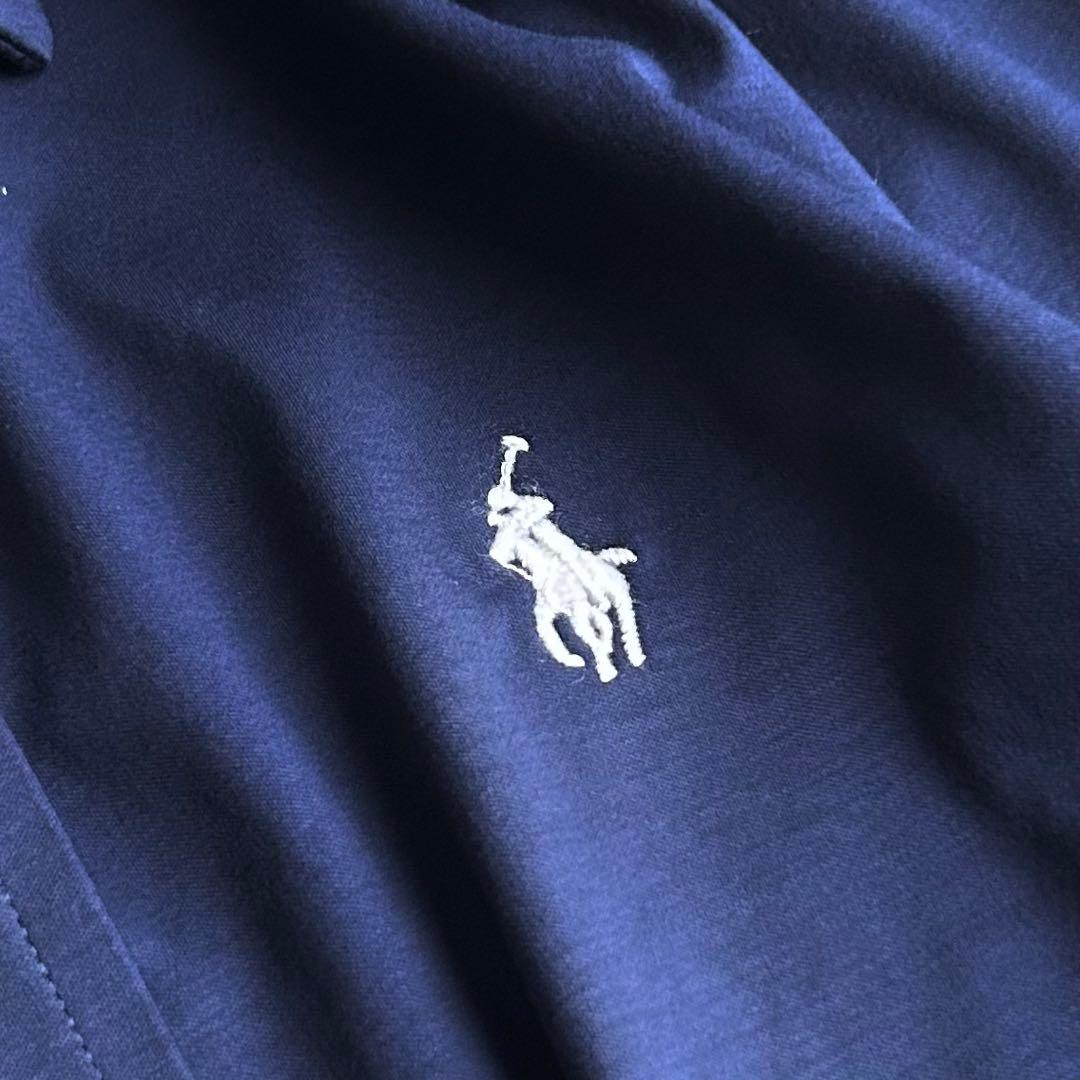 ポロラルフローレン ホワイトポニー刺繍 ニットドレスシャツ ネイビー
