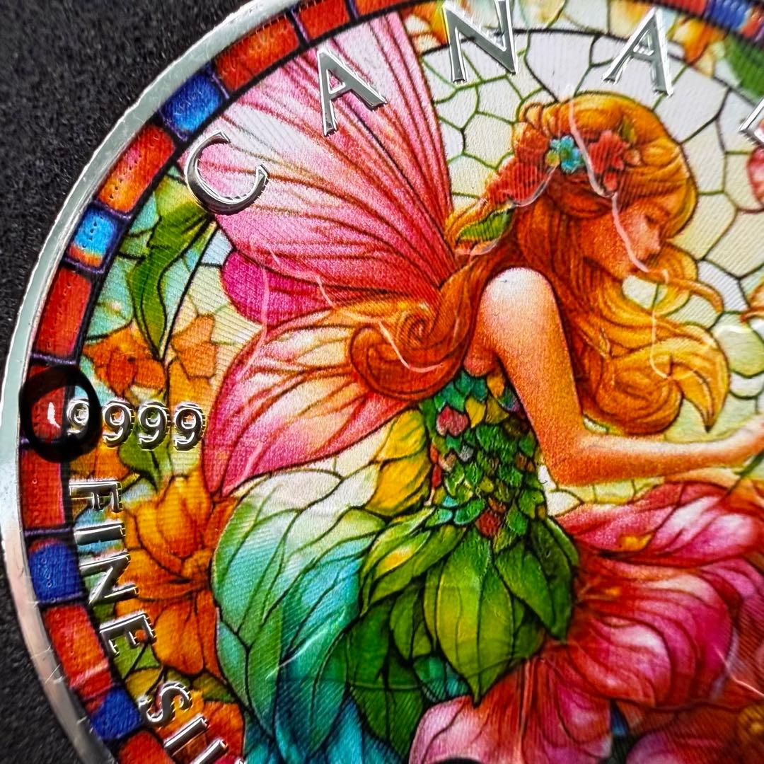 メイプルリーフ 銀貨 カラー ステンドグラスフェアリー -花を司る妖精- 1oz