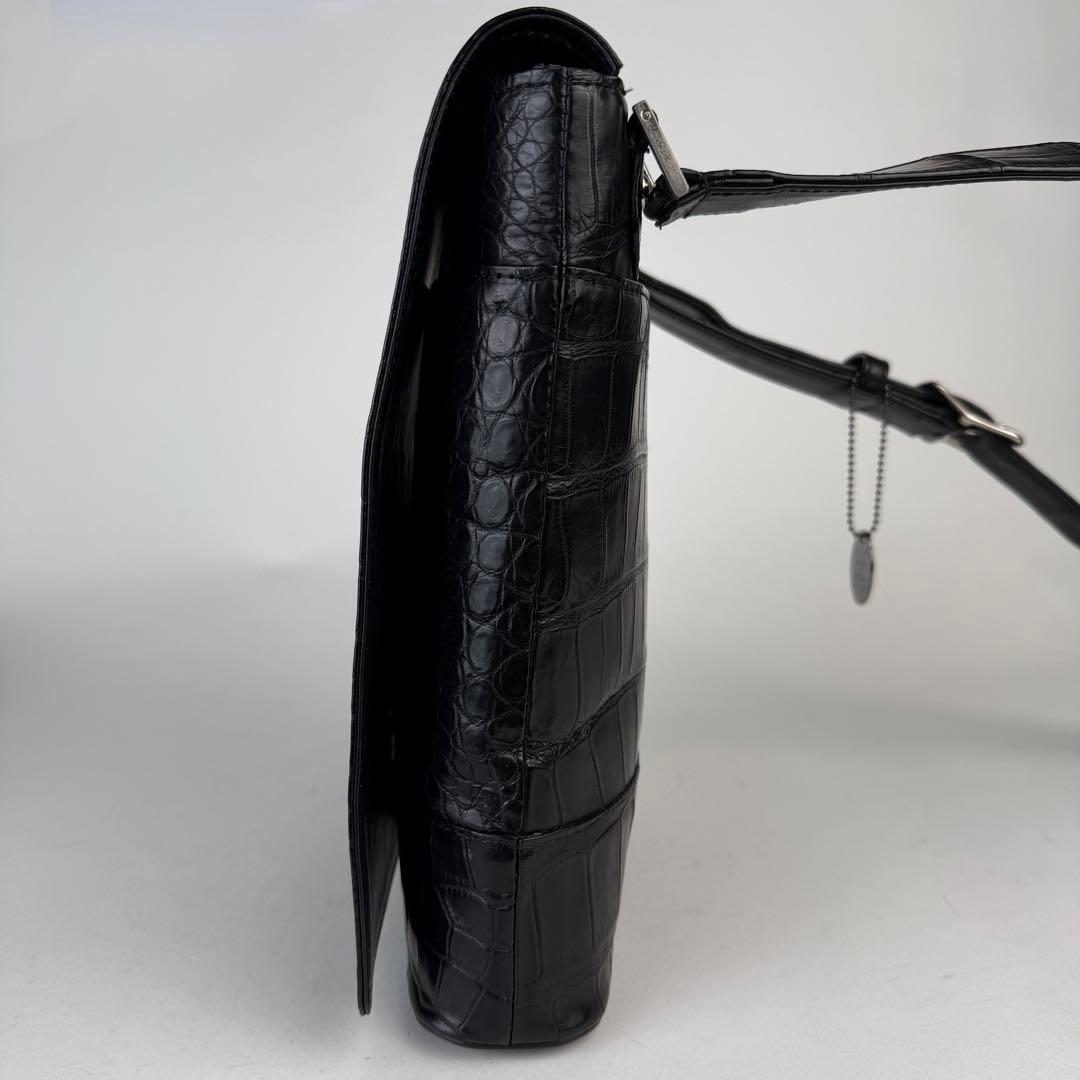 未使用級】JRA認定 クロコダイル マット ショルダーバッグ 被せ