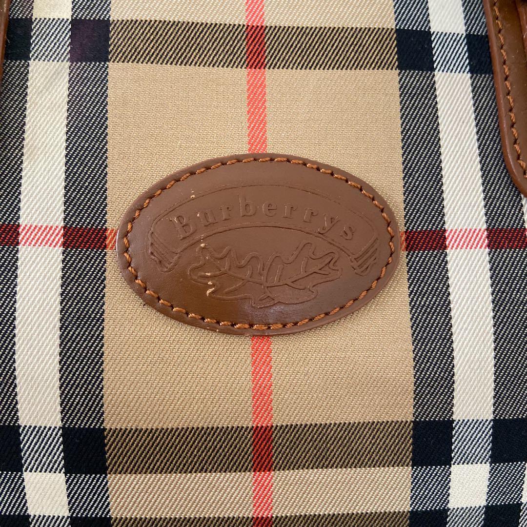 極美品 バーバリー ボストンバッグ シャドーホース ノバチェック PVC