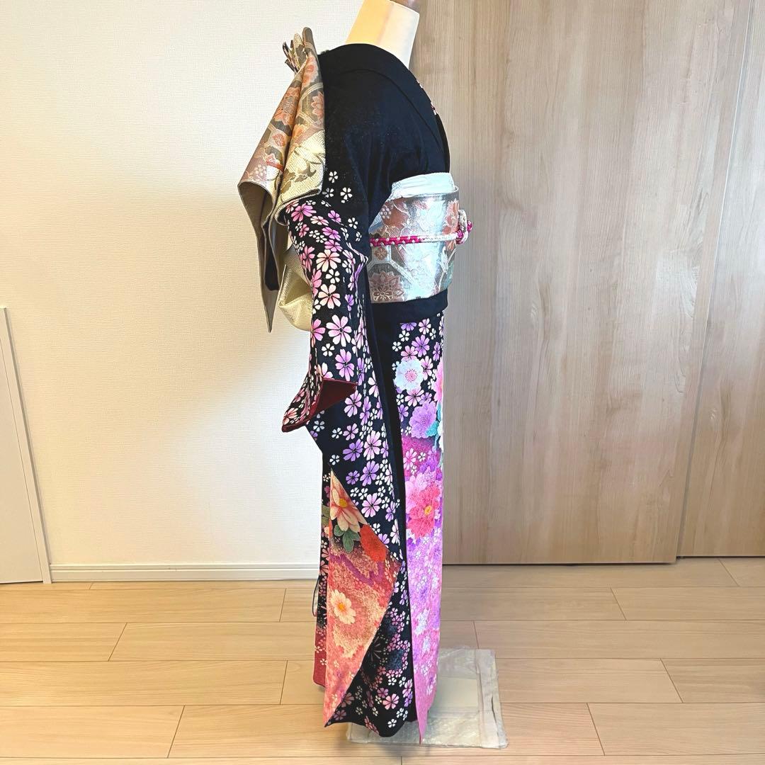 振袖セット 黒 ピンク sMH2410154 - メルカリ