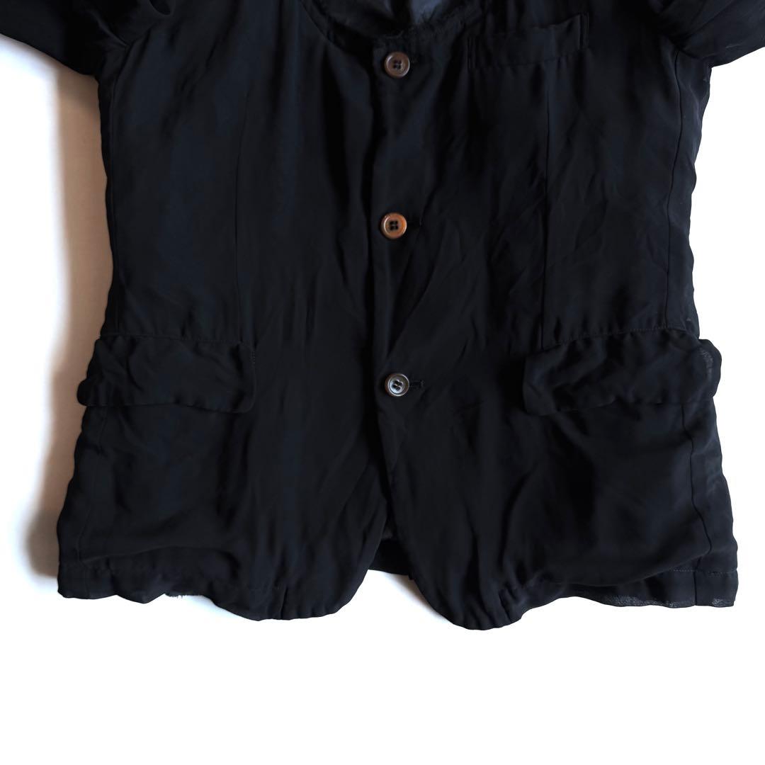 《新品》 コムデギャルソン コムコム ポリ縮 フリル ノーカラージャケット M