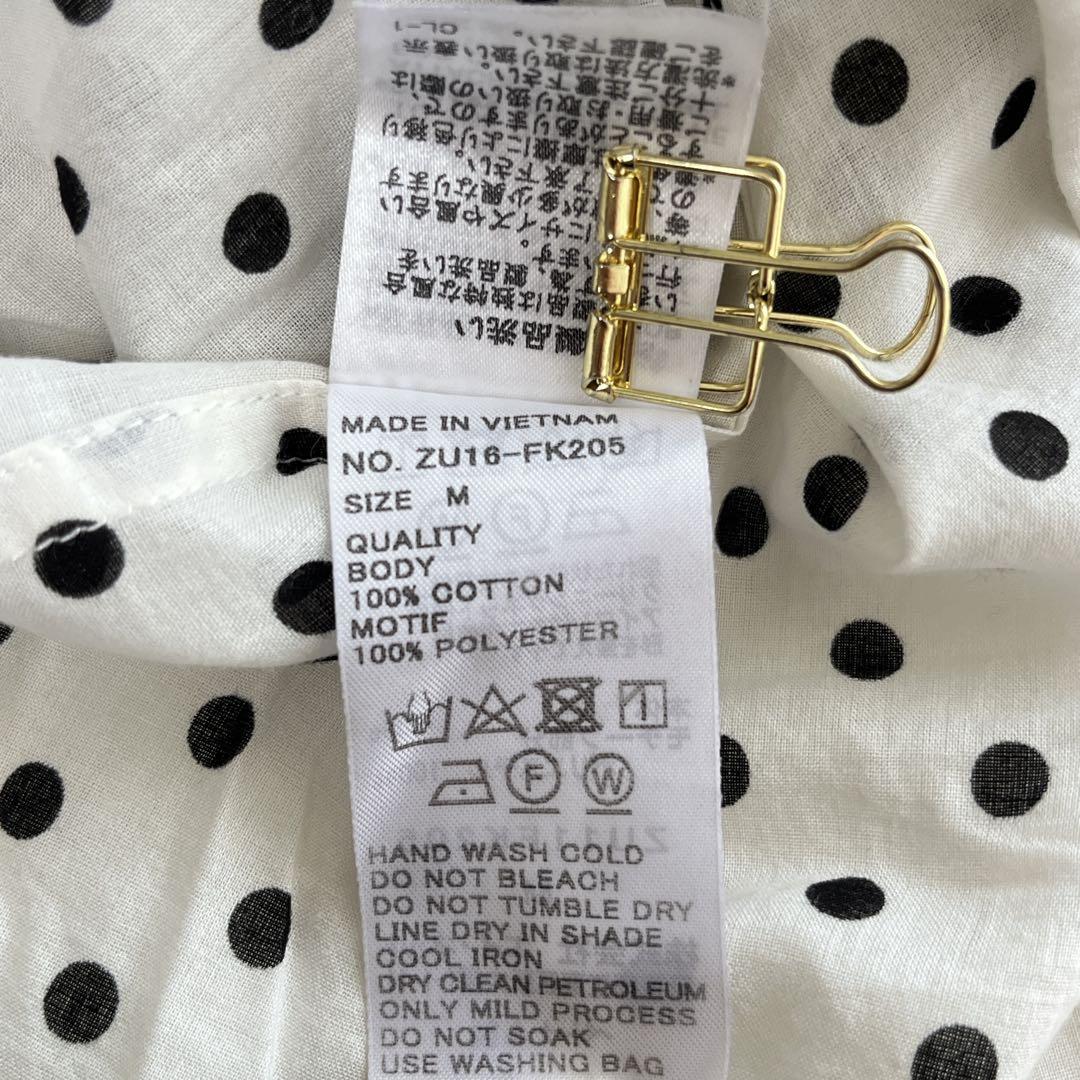 ズッカ ZUCCA 【M】水玉模様 フリル付きシャツ カジュアル 透け感 シアー