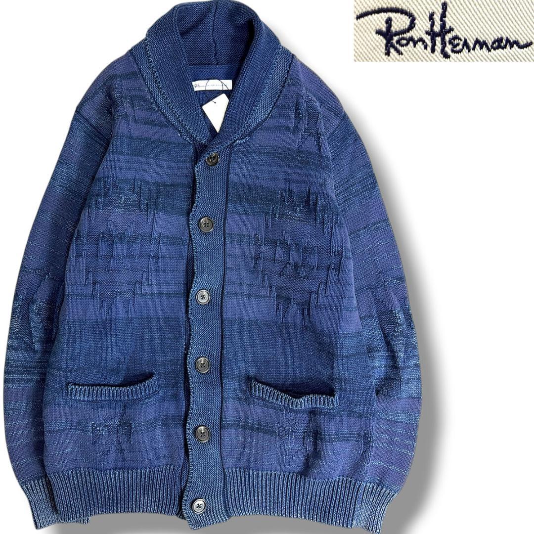 J7373新品ロンハーマン ショールカラーネイティブ柄カーディガン インディゴL The James 6-Ply Lambswool Shawl Cardigan | Billie Todd