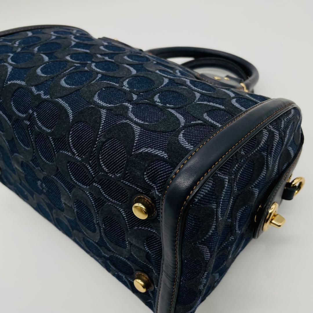 コーチ ミニボストンバッグ F39920 2WAY デニム ネイビー 良品 - メルカリ