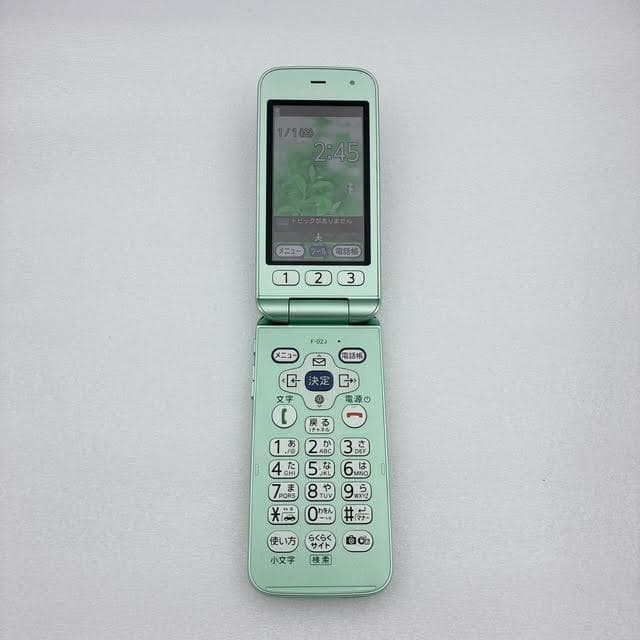 美品】docomo F-02J らくらくホン SIMフリー ミントグリーン - メルカリ