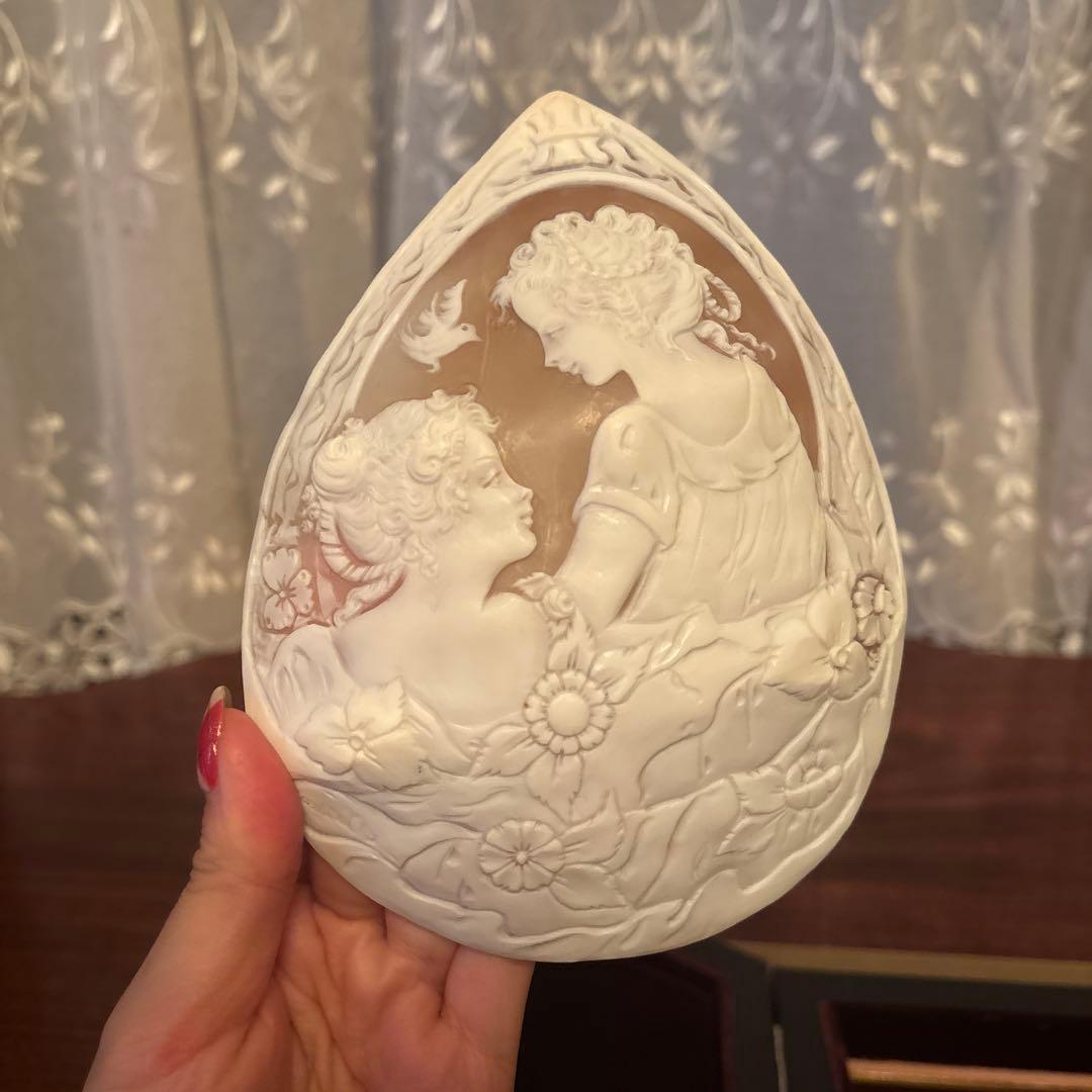 《美品》額装 カメオ 彫刻作品 伝統工芸品 額縁