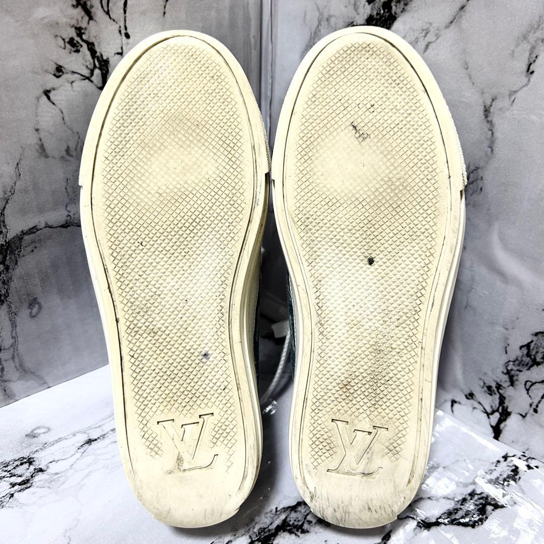 ルイヴィトン デニムスニーカー モノグラム 青 22.5cm 保存袋付き