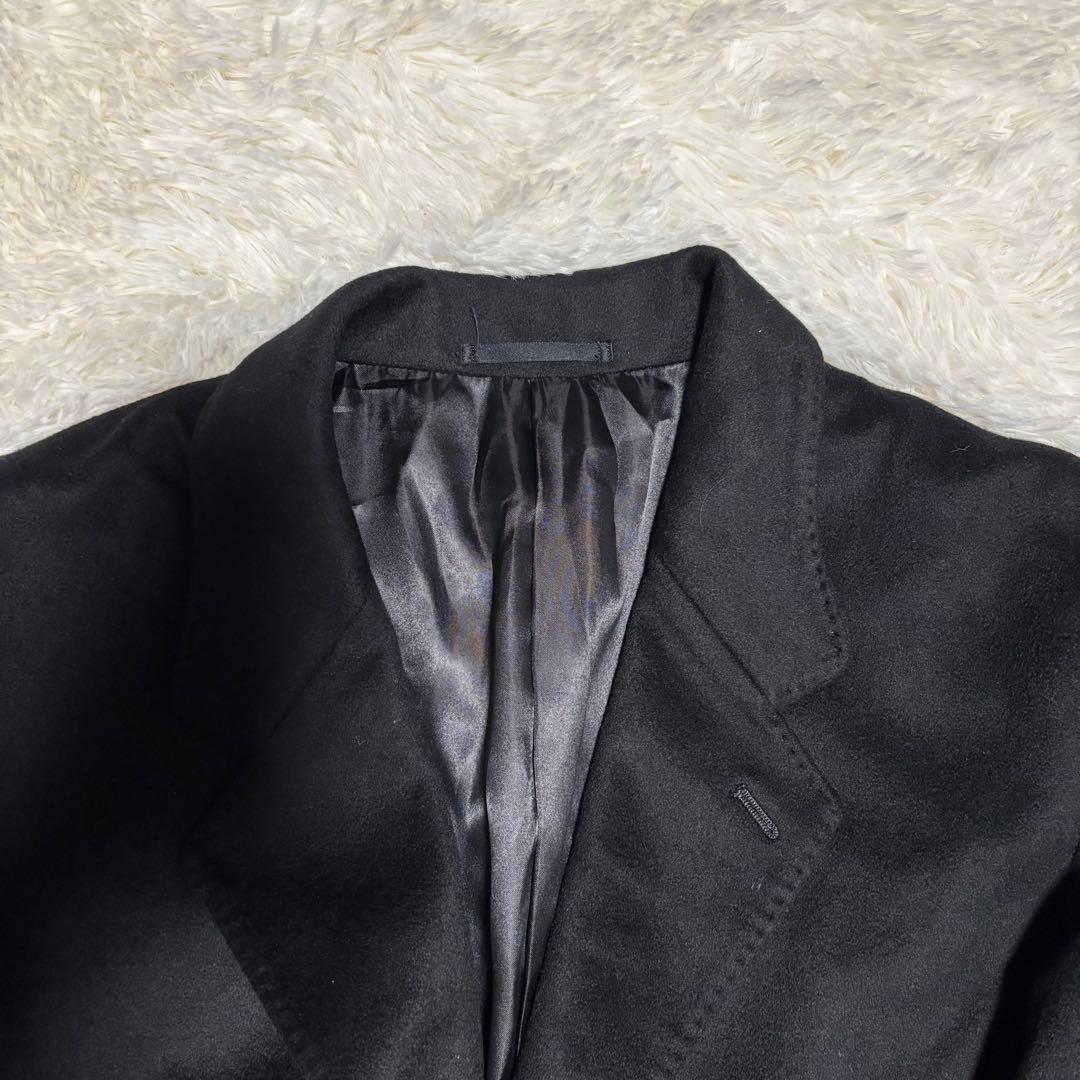 カシミヤ100%×大きいサイズ】極美品 マキシ丈比翼チェスターコート 黒