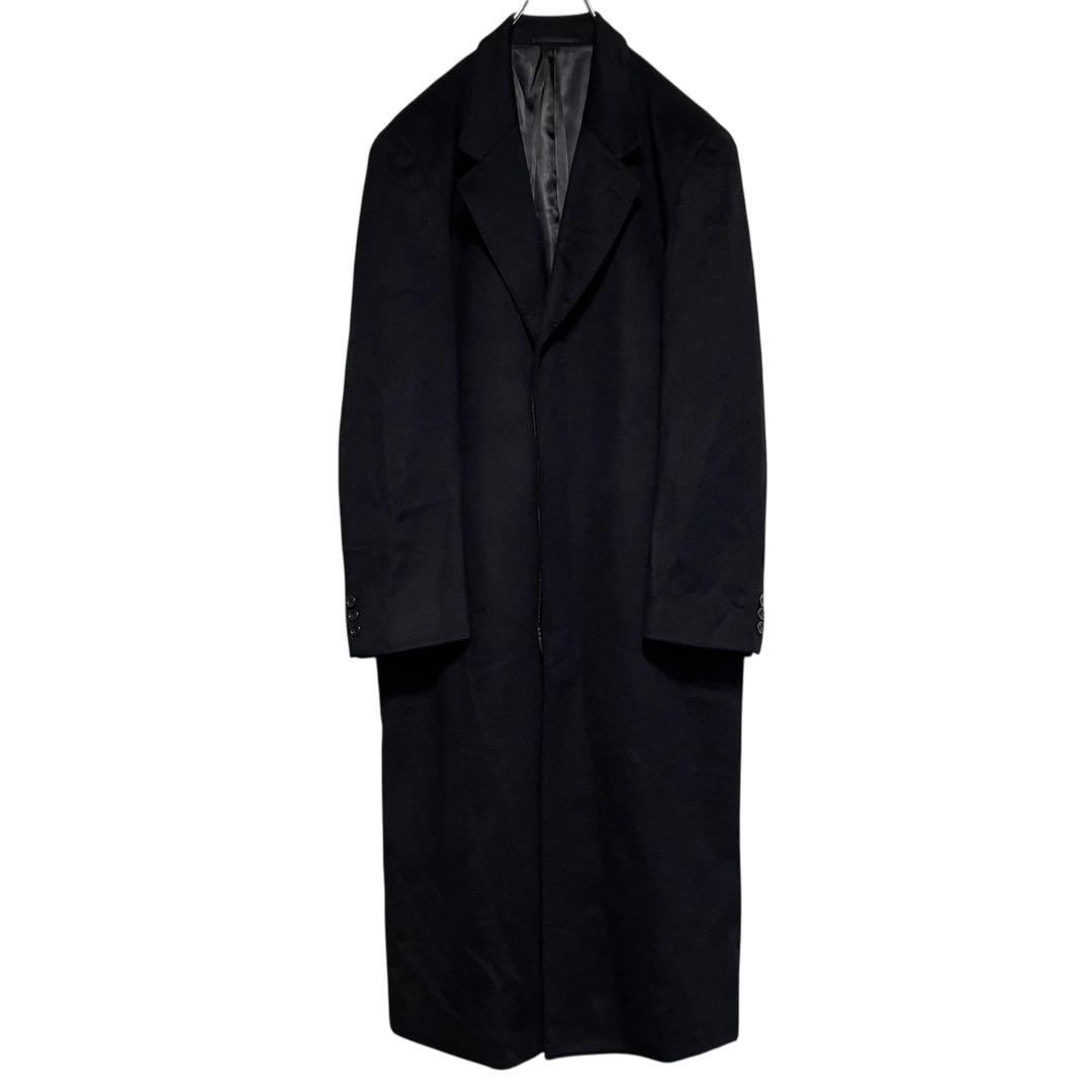 カシミヤ100%×大きいサイズ】極美品 マキシ丈比翼チェスターコート 黒