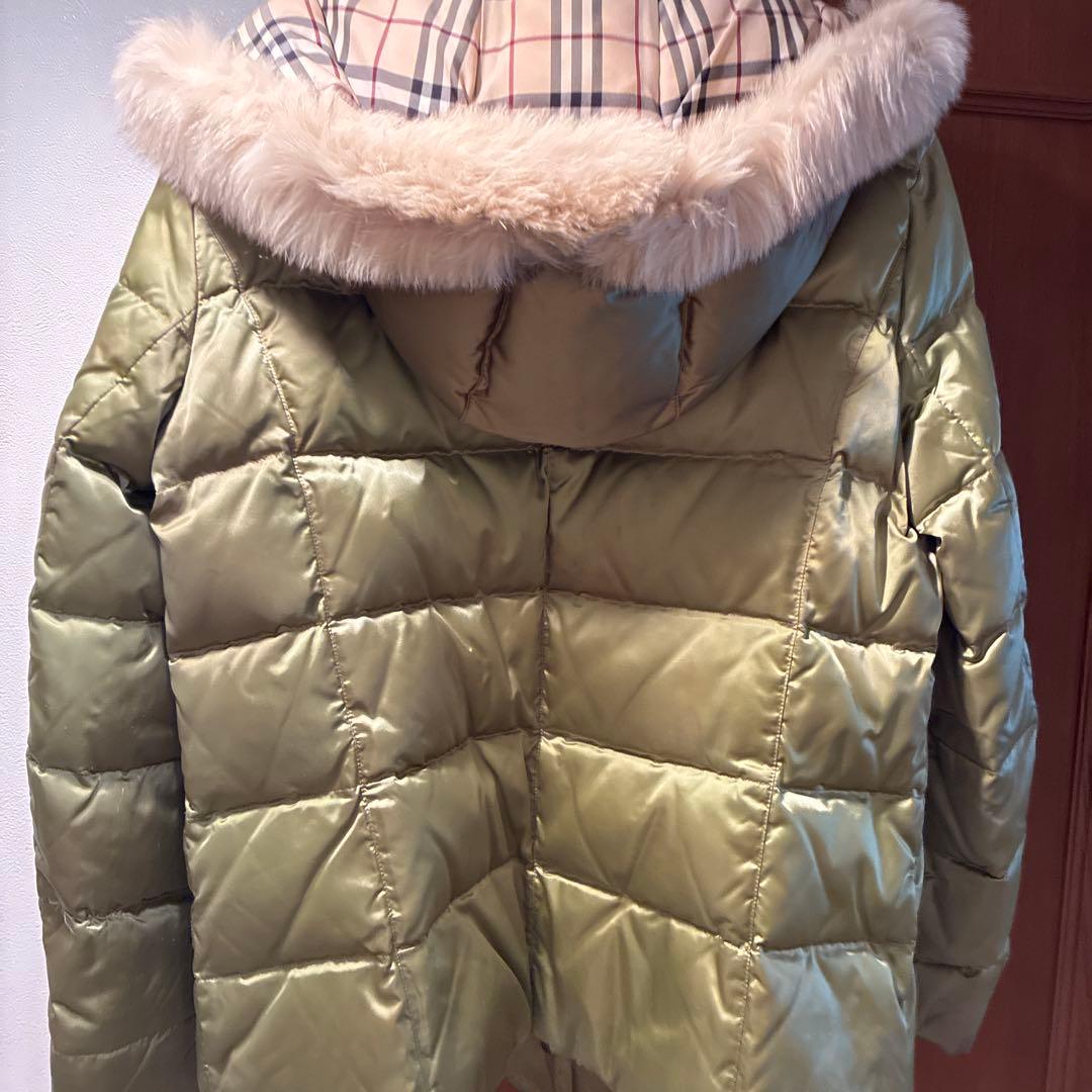 バーバリーロンドン ダウンコート 46 カーキ ゴールド フォックス