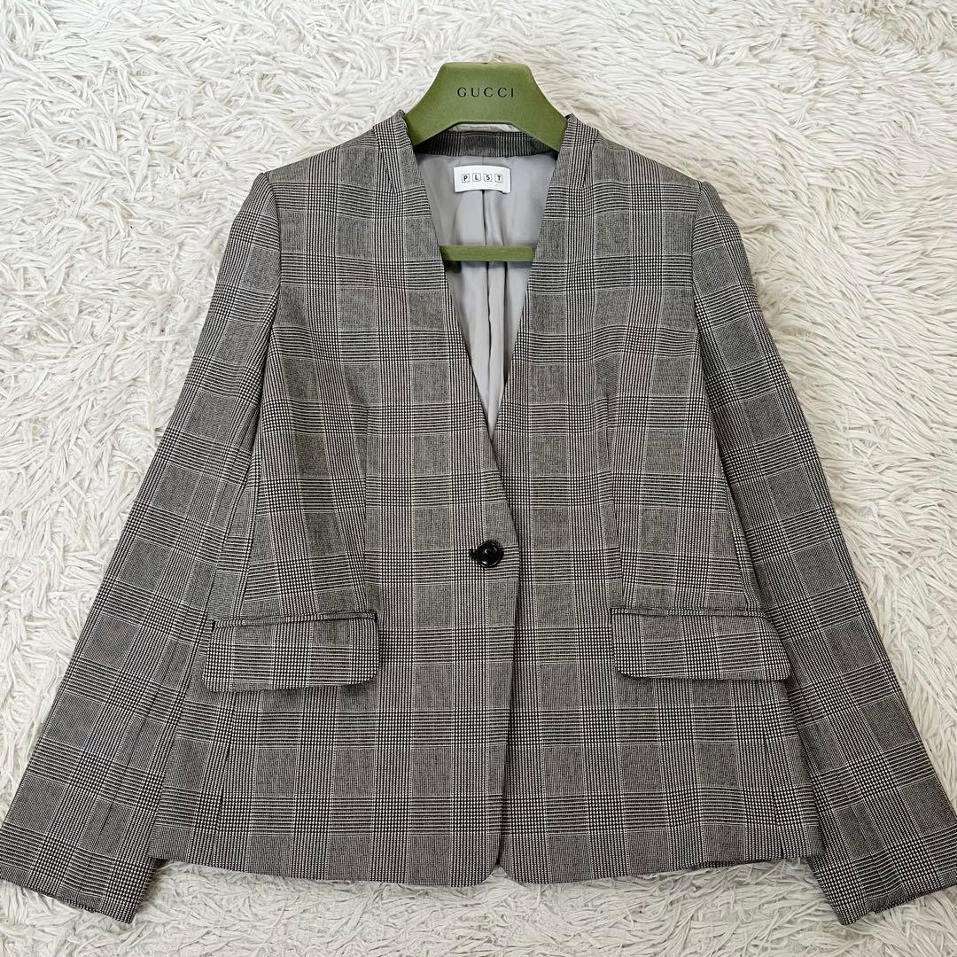 ✨美品✨プラステ スーツ セットアップ ノーカラー グレンチェック 本