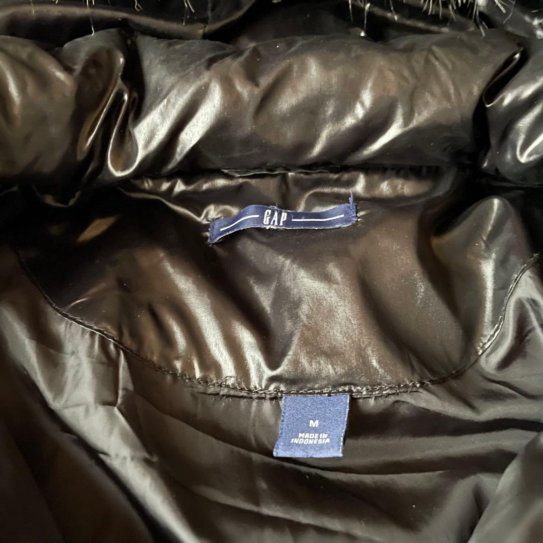 00s GAP ダウンジャケット ファー 黒 光沢 Y2K 平成ギャル お兄系