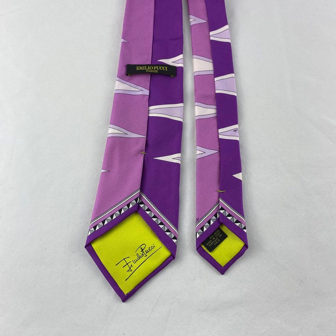 EMILIO PUCCI】 エミリオプッチ 幾何学模様 紫 シルク ネクタイ - メルカリ