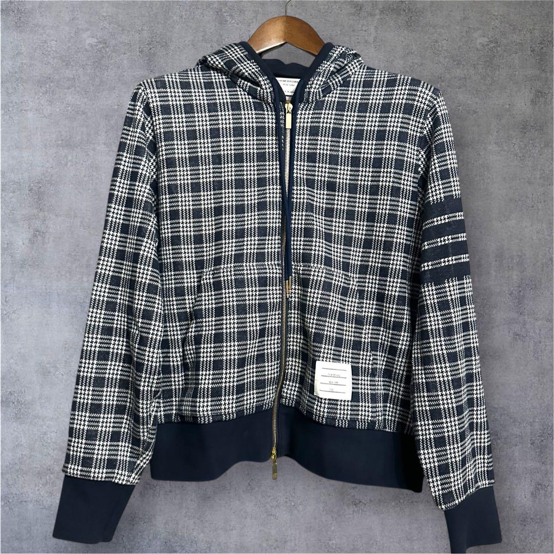 美品】トムブラウン 4bar マイクロチェック ジャガード パーカー