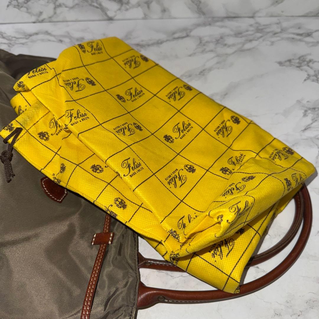 Felisi フェリージ ナイロン×本革 レザー ドローストリング トート