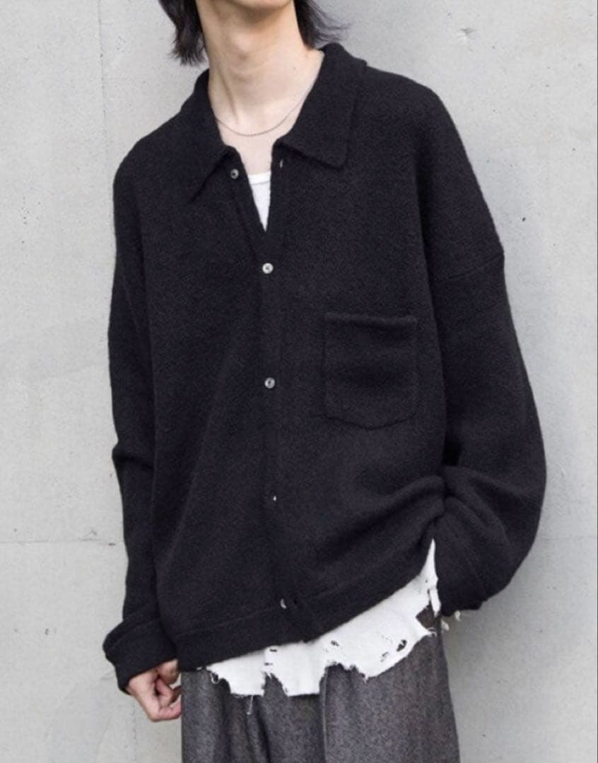 ANCELLM KIMONO KNIT SHIRT BLACK - メルカリ