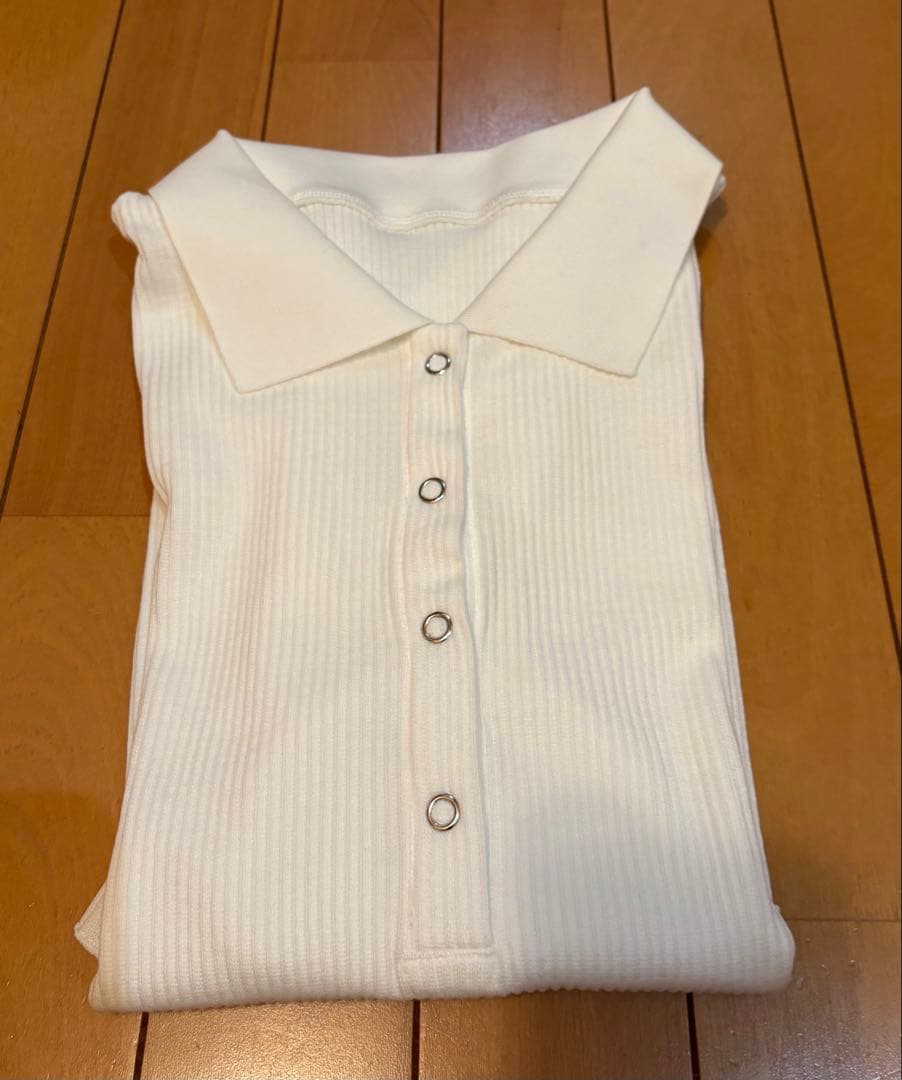 《sale》【未使用タグ付き】regleam 五分袖ポロ襟リブカットソーM