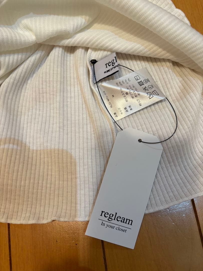 《sale》【未使用タグ付き】regleam 五分袖ポロ襟リブカットソーM