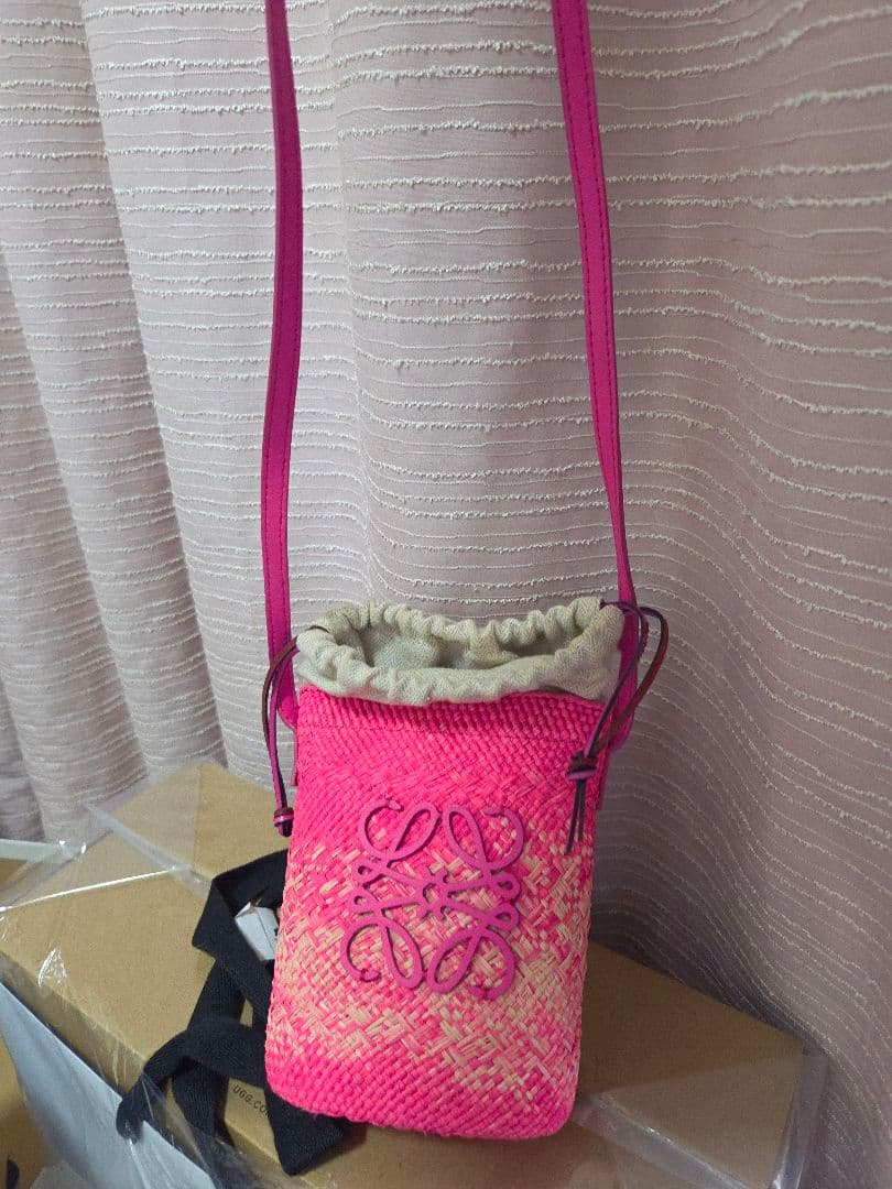 LOEWE ピンク かごバッグ LOEWE × PAULA'S IBIZA ロエベフォントかごバッグ Mini 2way (LOEWE