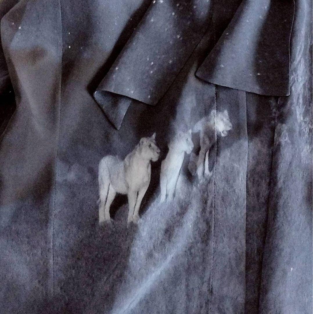 美品⭐️アクリス 長袖ブラウス ボウタイ オオカミ 星柄 シルク100% 13