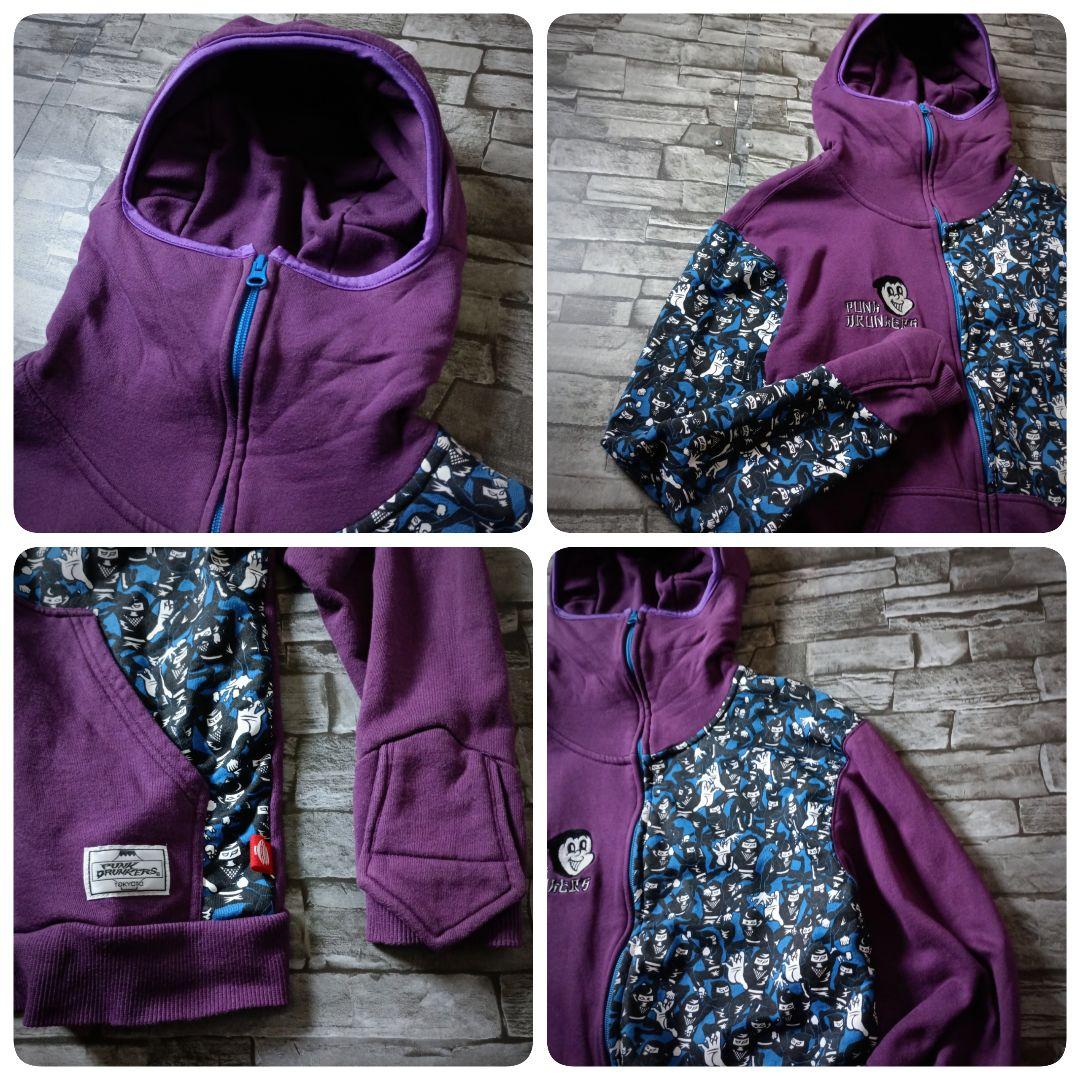 ここまでやる？☆パンクドランカーズ忍者パーカー 切替忍者柄 刺繍