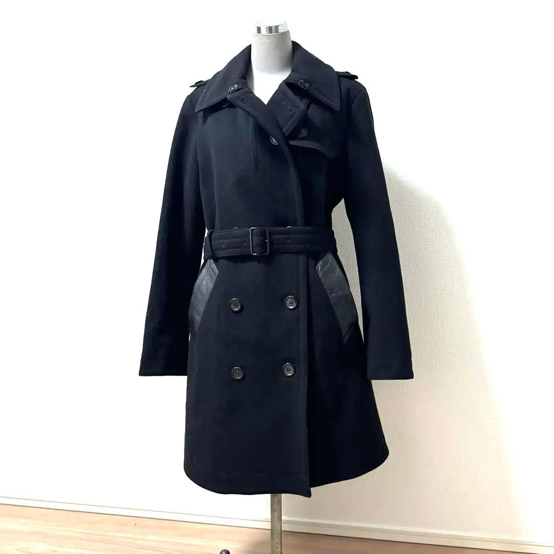 COACHウールトレンチコート革ポケットSブラック 公式】COACH – コーチ | ロング ウール トレンチ コート