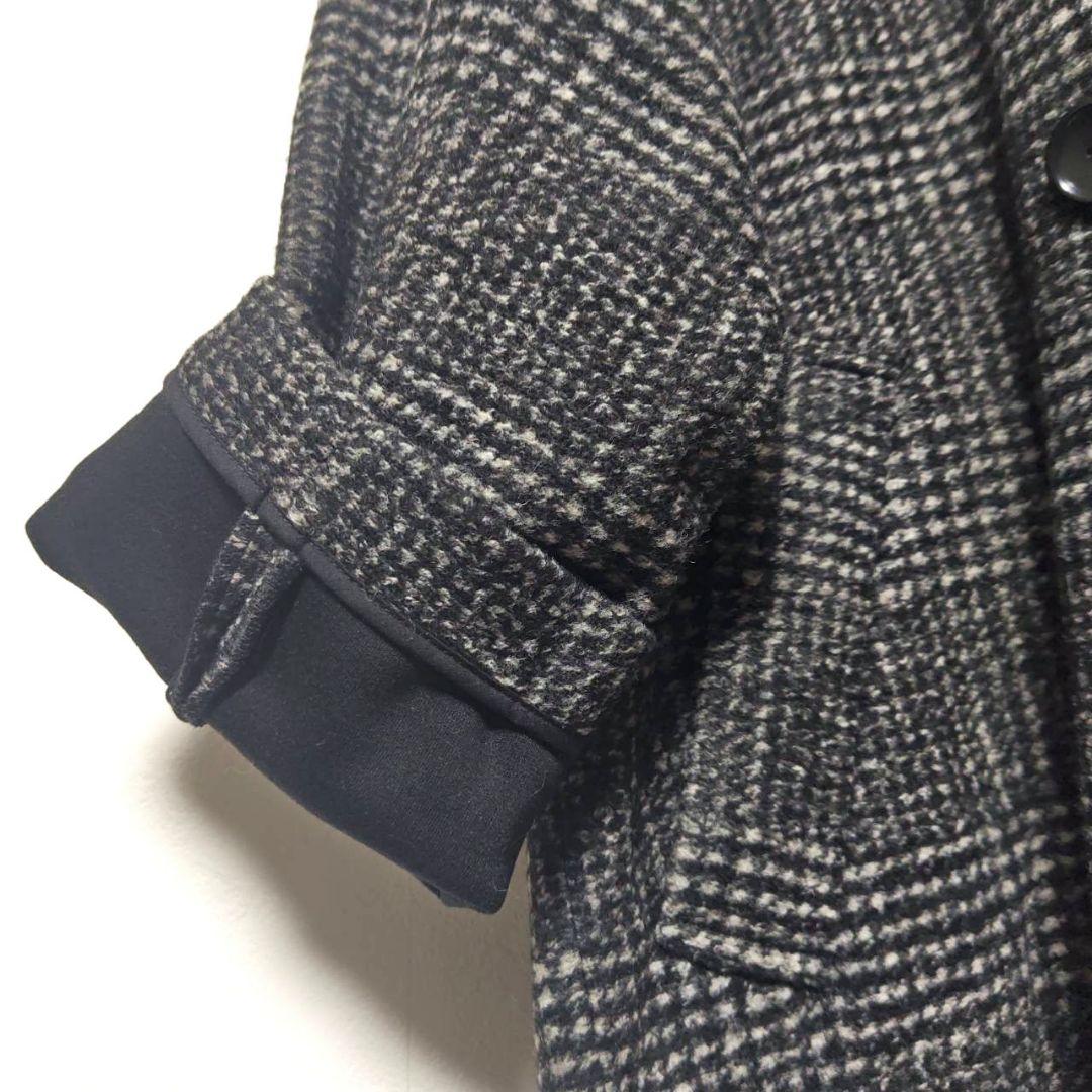 24AW スピックアンドスパン Wスライバーチェックハーフコート 36 黒