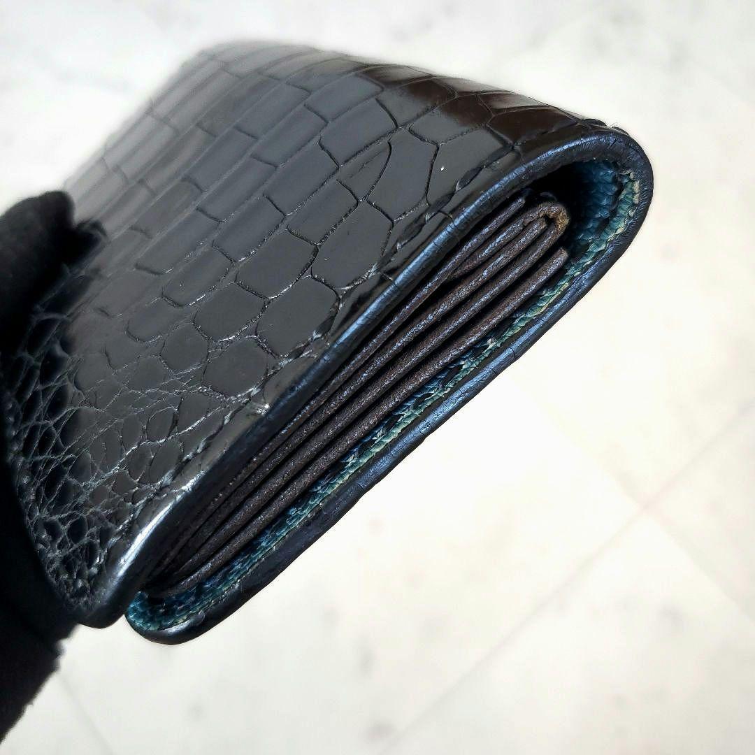 美品 サムライクラフト 折り財布 B-10 クロコダイル リザード