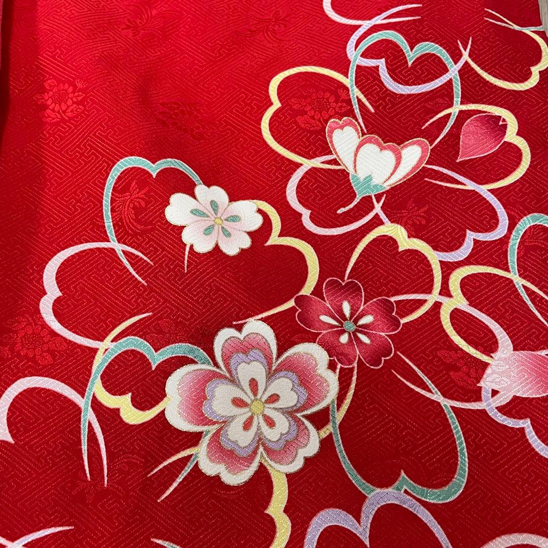 《七五三》3歳 正絹お着物セット 正絹被布 草履 バッグ 髪飾り付き