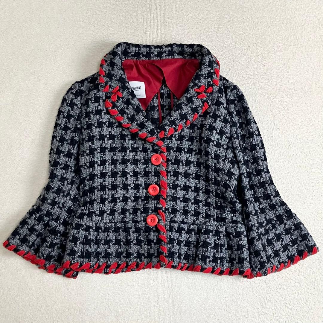 モスキーノ ニットスーツ セットアップ 千鳥格子柄 パイピング