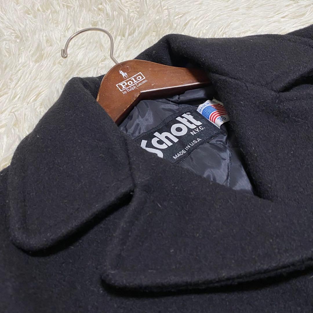 【美品✨】schott ピーコート シングル USA製 U.S.740N 黒