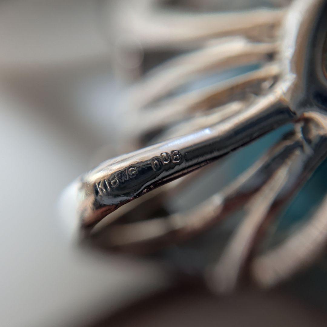 ペンダントトップ　K18WG　天然トルコ石　天然ダイヤモンド　7.65g　ソ付