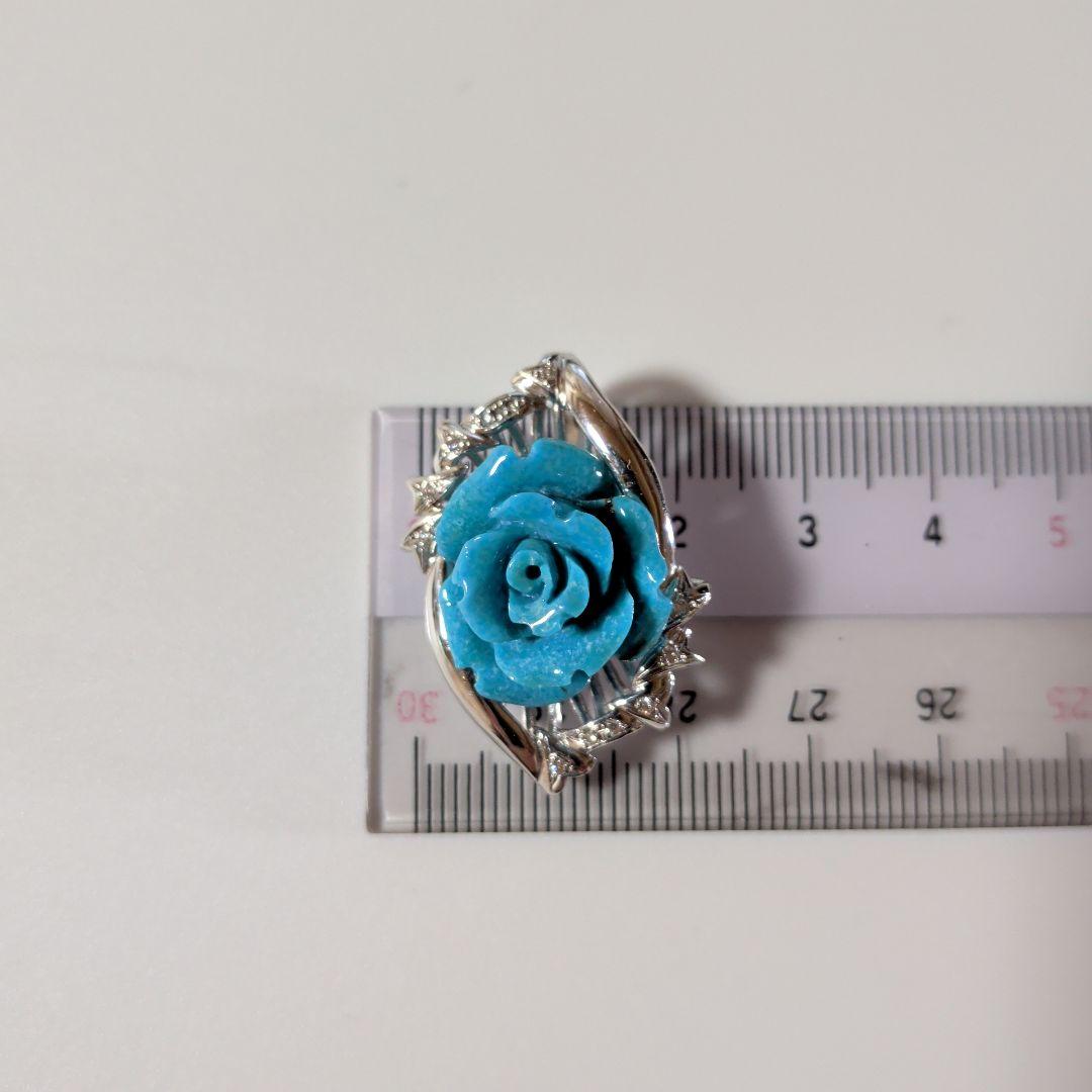 ペンダントトップ　K18WG　天然トルコ石　天然ダイヤモンド　7.65g　ソ付