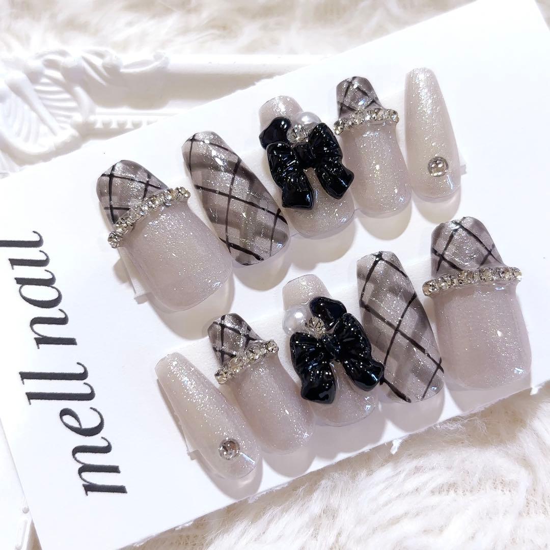 3719 ネイルチップ 量産型 ワンホン フレンチガーリー 韓国 地雷