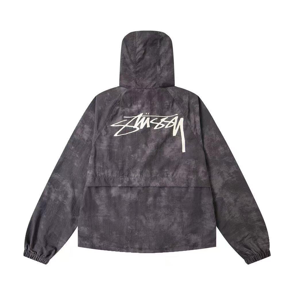Stussy フード付きナイロンジャケット グレー - メルカリ