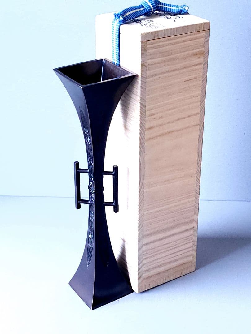 釜師 吉羽 與兵衛 唐金四方耳付花入 共箱 茶道具 - メルカリ