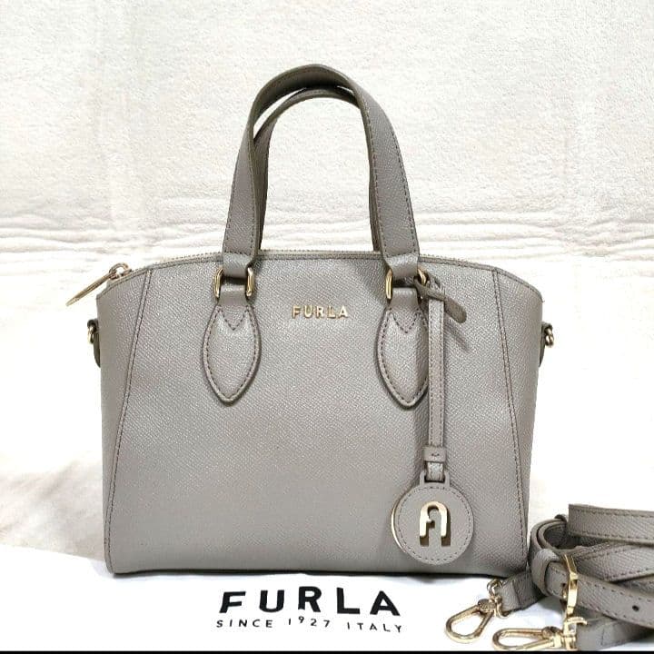 FURLA フルラ ミネルヴァ ミニサッチェル グレージュ 2wayハンドバッグ