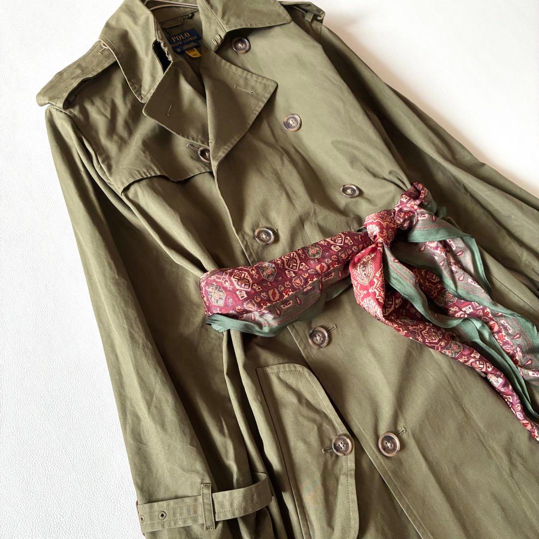 ポロラルフローレン 現行 スカーフベルトポプリントレンチコート