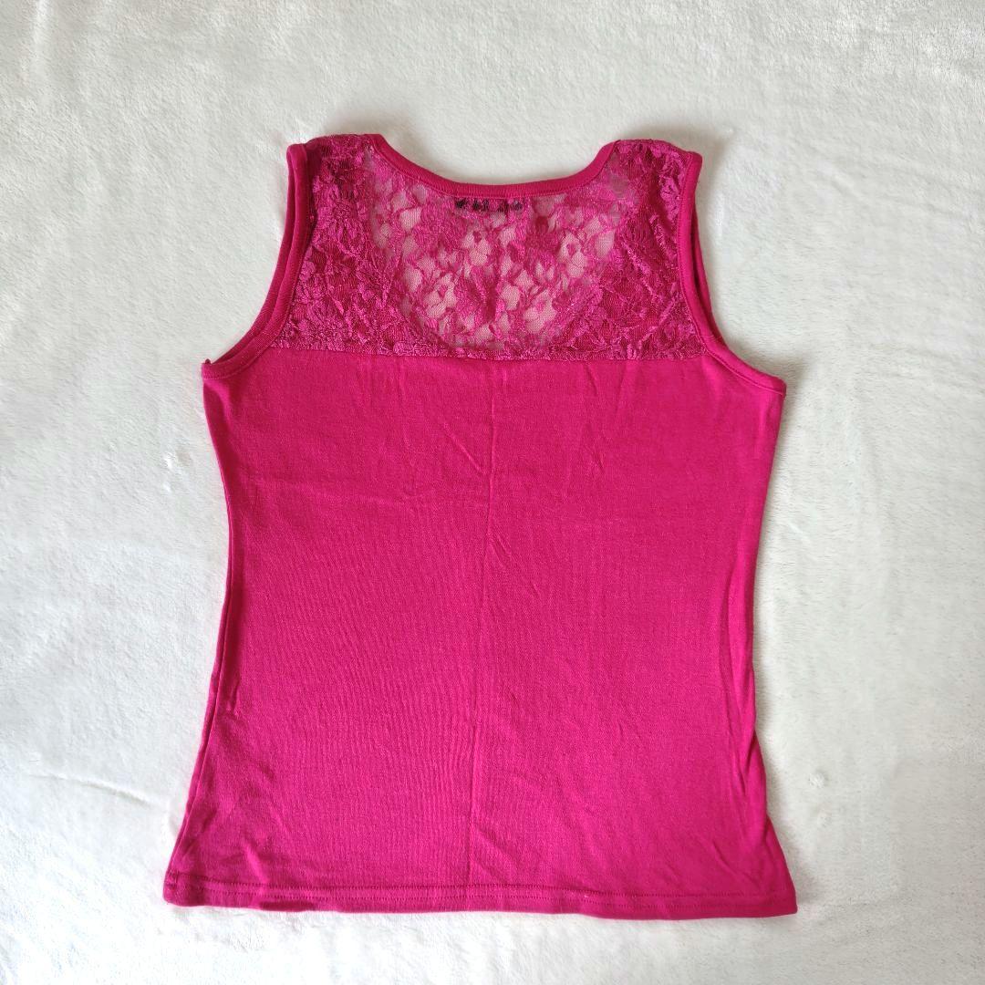 ショッキングピンク タンクトップ レース 00s y2k 平成ギャル パンク