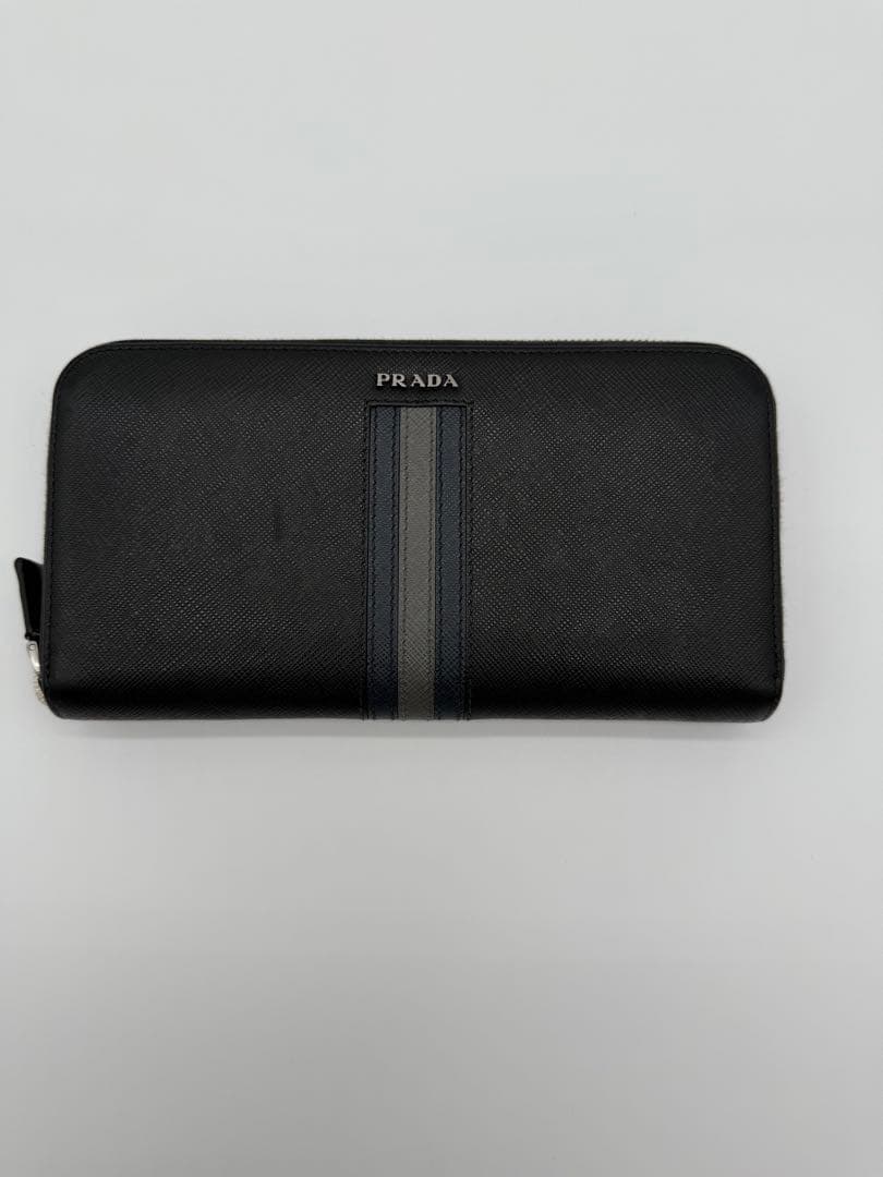 プラダ　サフィアーノ　レザー　ラウンドファスナー　長財布 プラダ PRADA ラウンドファスナー長財布 サフィアーノ レザー ブラック