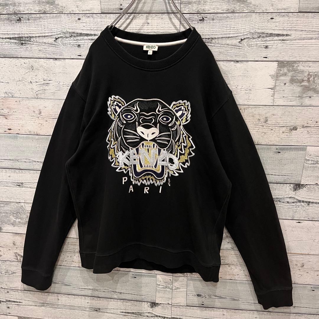 t120【人気】ケンゾー 虎顔 刺繍 ビッグロゴ スウェット 入手困難 L 希少