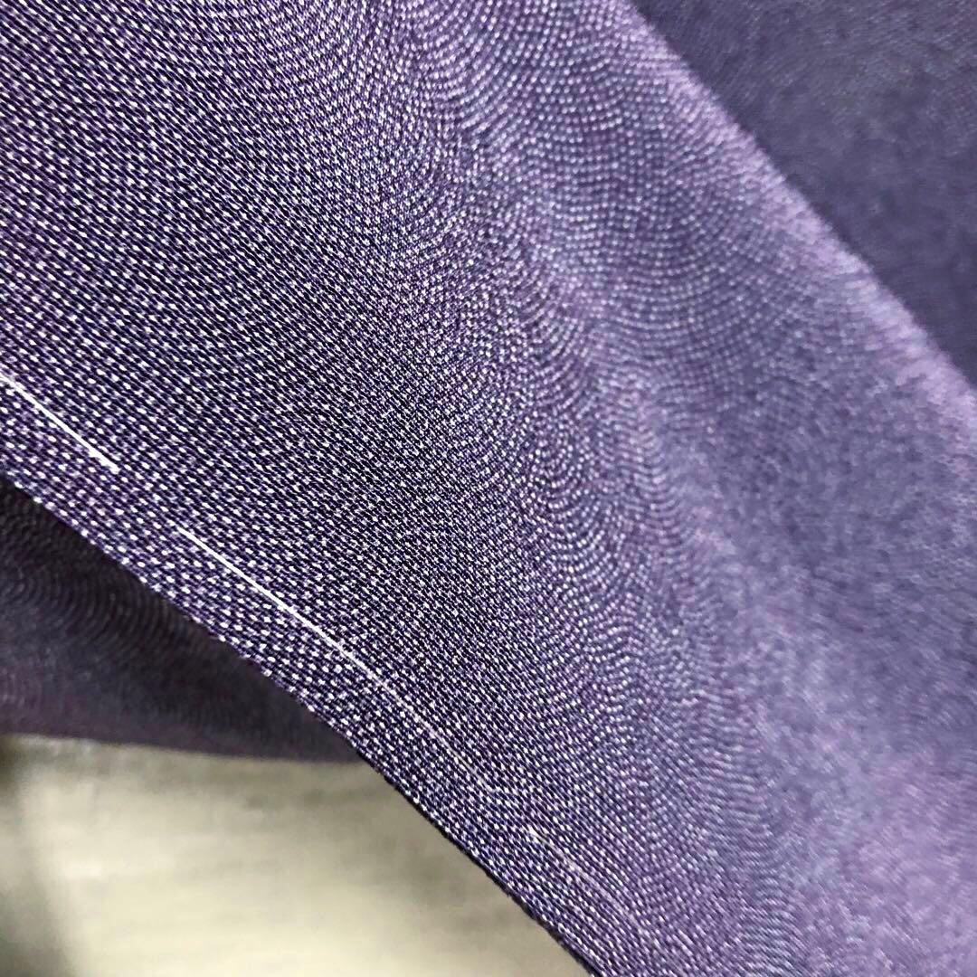 未使用 お値打トールサイズ】江戸小紋 極鮫 紫 正絹 袷 裄丈72 身丈176