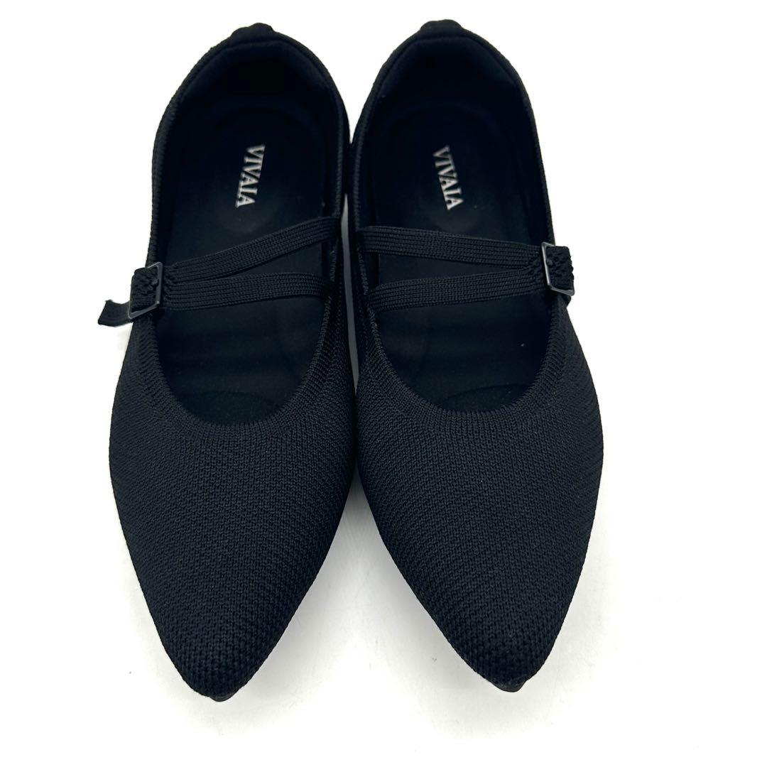 美品〉VIVAIA【23cm】ポイントトゥ Vストラップ メリージェーン 黒