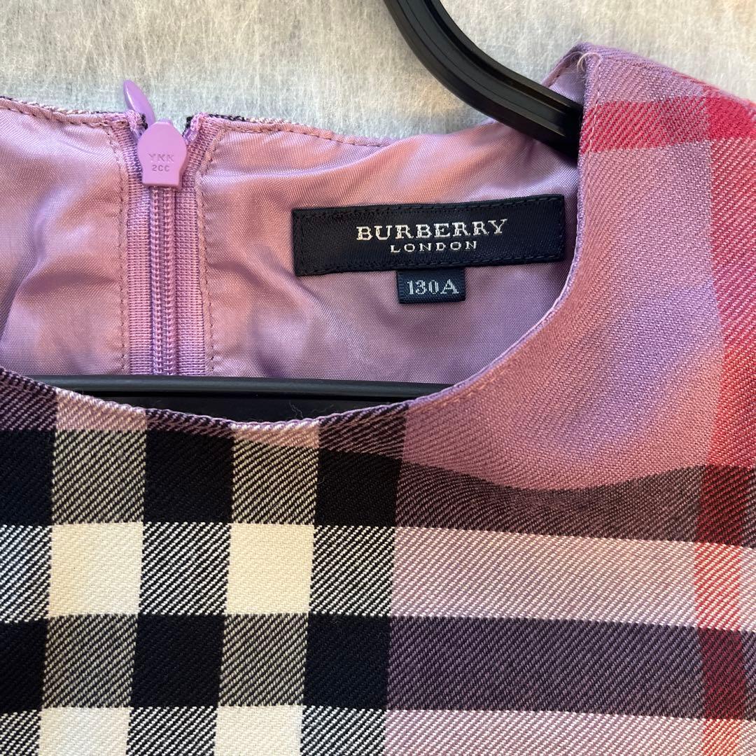 バーバリー チェック ワンピース 130 試着のみ パープル - メルカリ